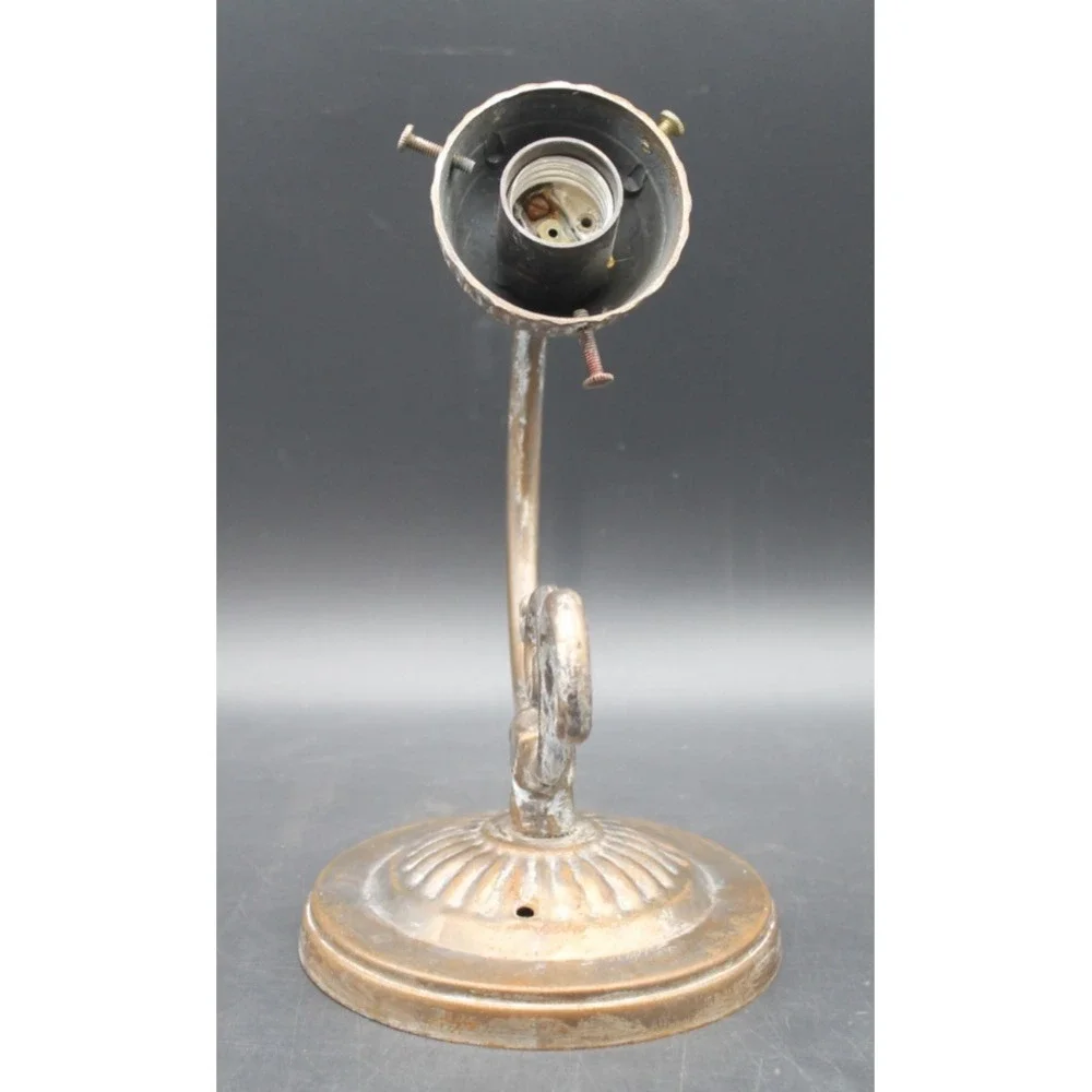 Vintage Art Nouveau Style Wall Sconce Blue Ruffled Glass Shade Bronze Tone